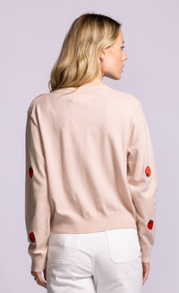 Pink Martini Strawberry cardigan soft pink knit back view Lemonberry Aurora