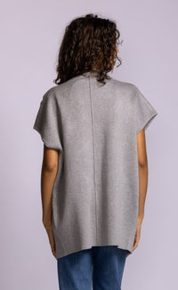 Pink Martini Tonia sweater grey viscose knit back view Lemonberry Aurora