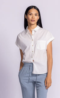 Pink Martini Tops Carrie Top by Pink Martini - Versatile Lightweight Button-Up Shirt available at Lemonberry Boutique Aurora