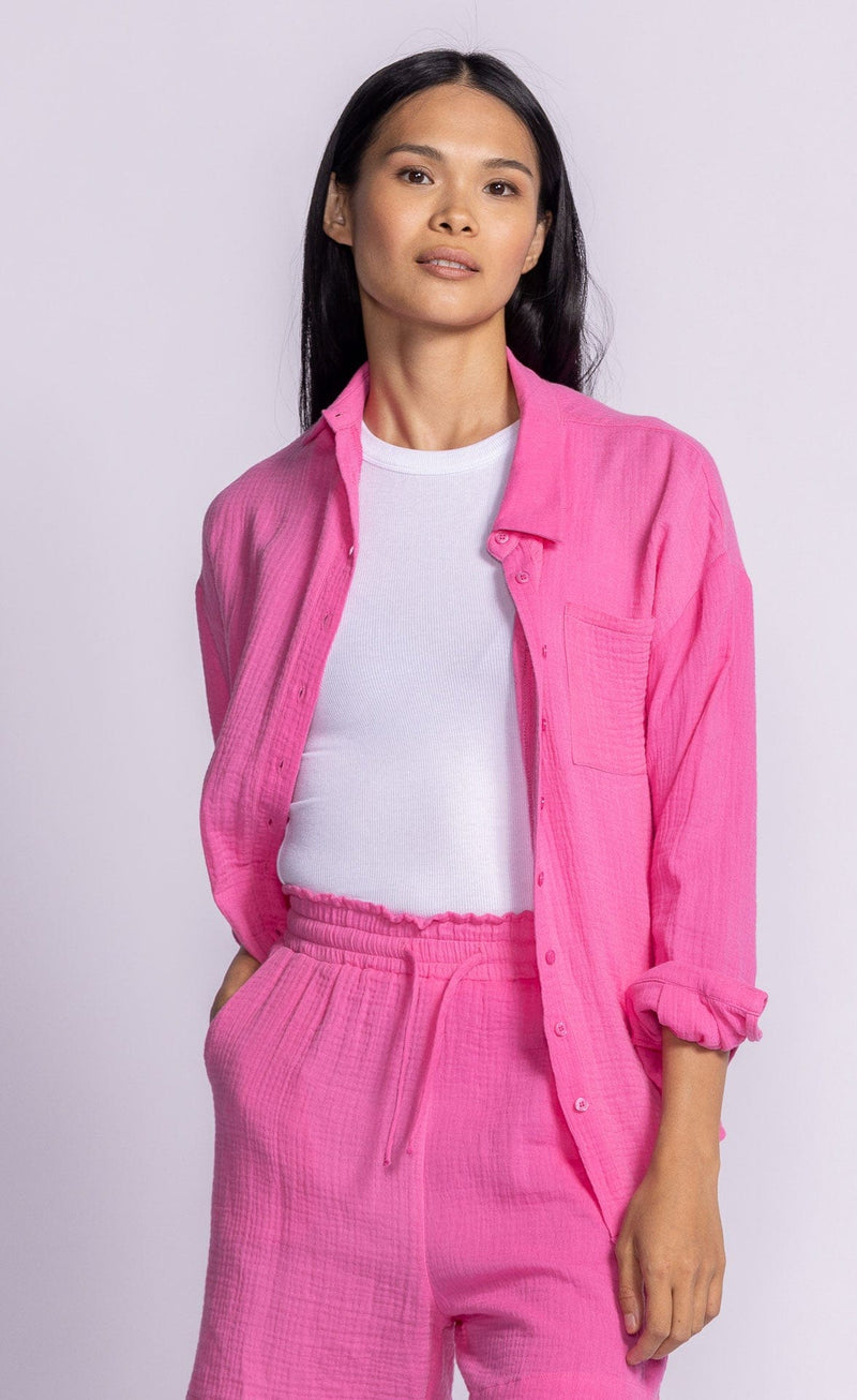 Pink Martini Tops Nikki Top by Pink Martini - The Perfect Relaxed Button-Down available at Lemonberry Boutique Aurora