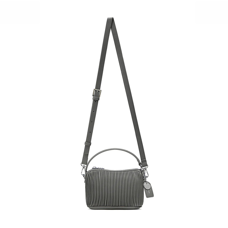 Slate grey Ella crossbody by Pixie Mood with adjustable strap and compact shape—available at Lemonberry Canada.