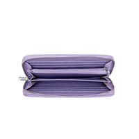 Interior of Pixie Mood Sandy Wallet in Lavender with card slots, bill sections, and zip pocket, RFID-protected – Lemonberry.
