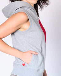 Preloved Chery Sleeveless Hoodie Top – Cotton with Heart Appliqué