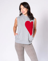Preloved Chery Sleeveless Hoodie Top – Cotton with Heart Appliqué