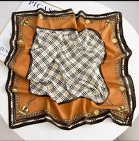 plaid chain square scarf full view lightweight 70x70
