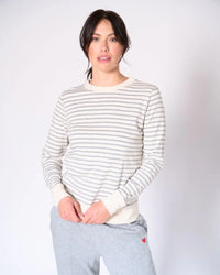 Preloved Genevieve striped cotton crew neck top front view at Lemonberry