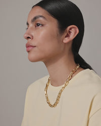 Jenny Bird Loire Necklace in gold — short video of model wearing necklace as camera pans, Lemonberry Aurora — modern Canadian jewelry shine.