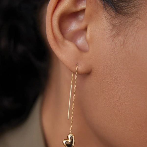 Jenny Bird Puffy Heart Threader Earrings