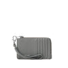 Grey Quinn Card Wallet front view with card slots and wristlet