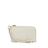 Back of Quinn Card Wallet in white vegan leather with wristlet