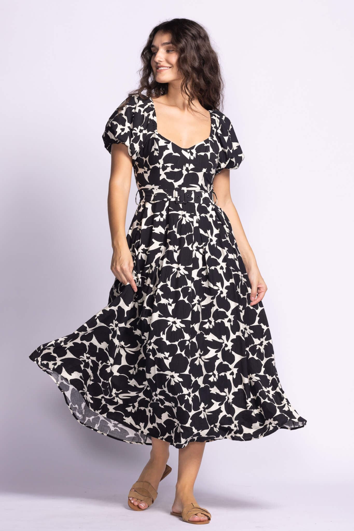 Rachel Dress - Floral Midi by Pink Martini at Lemonberry