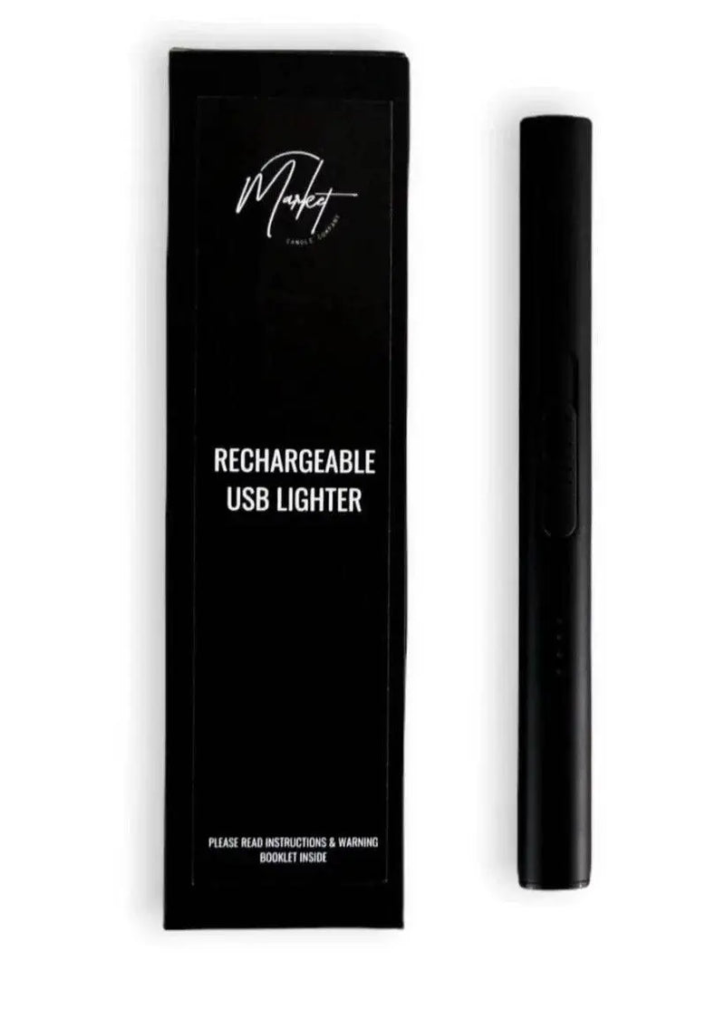 Market Candle Company's rechargeable lighter and packaging.