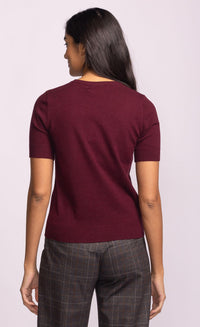 Back view of Pink Martini Remo Top in deep purple knit, clean silhouette – available at Lemonberry near Toronto