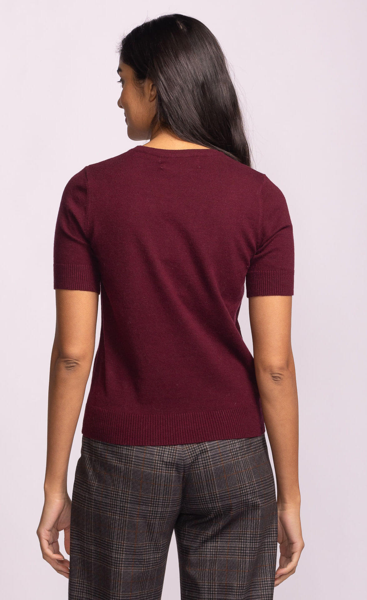 Back view of Pink Martini Remo Top in deep purple knit, clean silhouette – available at Lemonberry near Toronto
