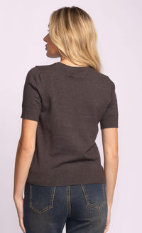 Back view of Pink Martini Remo Top in charcoal grey knit, clean silhouette – available at Lemonberry near Toronto