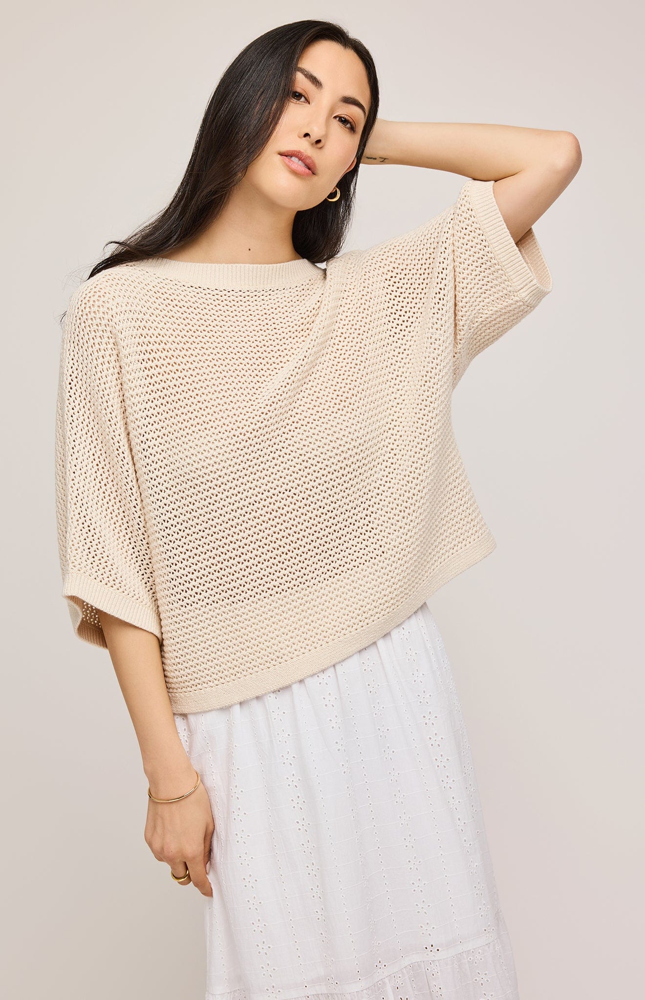 Gentle Fawn Samson Sweater front view – lightweight crochet knit at Lemonberry boutique near Richmond Hill