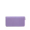 Wide front angle of Sandy Wallet by Pixie Mood in Lavender showing slim silhouette and pleated texture – Lemonberry Canada.