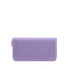 Front view of Pixie Mood Sandy Wallet in Lavender with pleated exterior and zip-around closure – available at Lemonberry, Aurora.