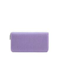 Front view of Pixie Mood Sandy Wallet in Lavender with pleated exterior and zip-around closure – available at Lemonberry, Aurora.