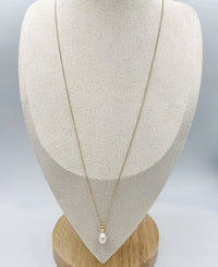 Saskia De Vries Jewelry Pearl Drop Necklace available at Lemonberry Boutique Aurora