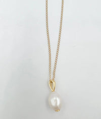 Saskia De Vries Jewelry Pearl Drop Necklace available at Lemonberry Boutique Aurora