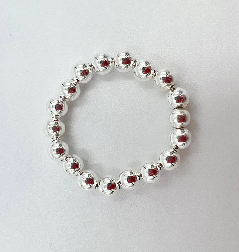 Saskia De Vries Jewelry Sterling Silver 4mm Beaded Ring – Saskia De Vries available at Lemonberry Boutique Aurora