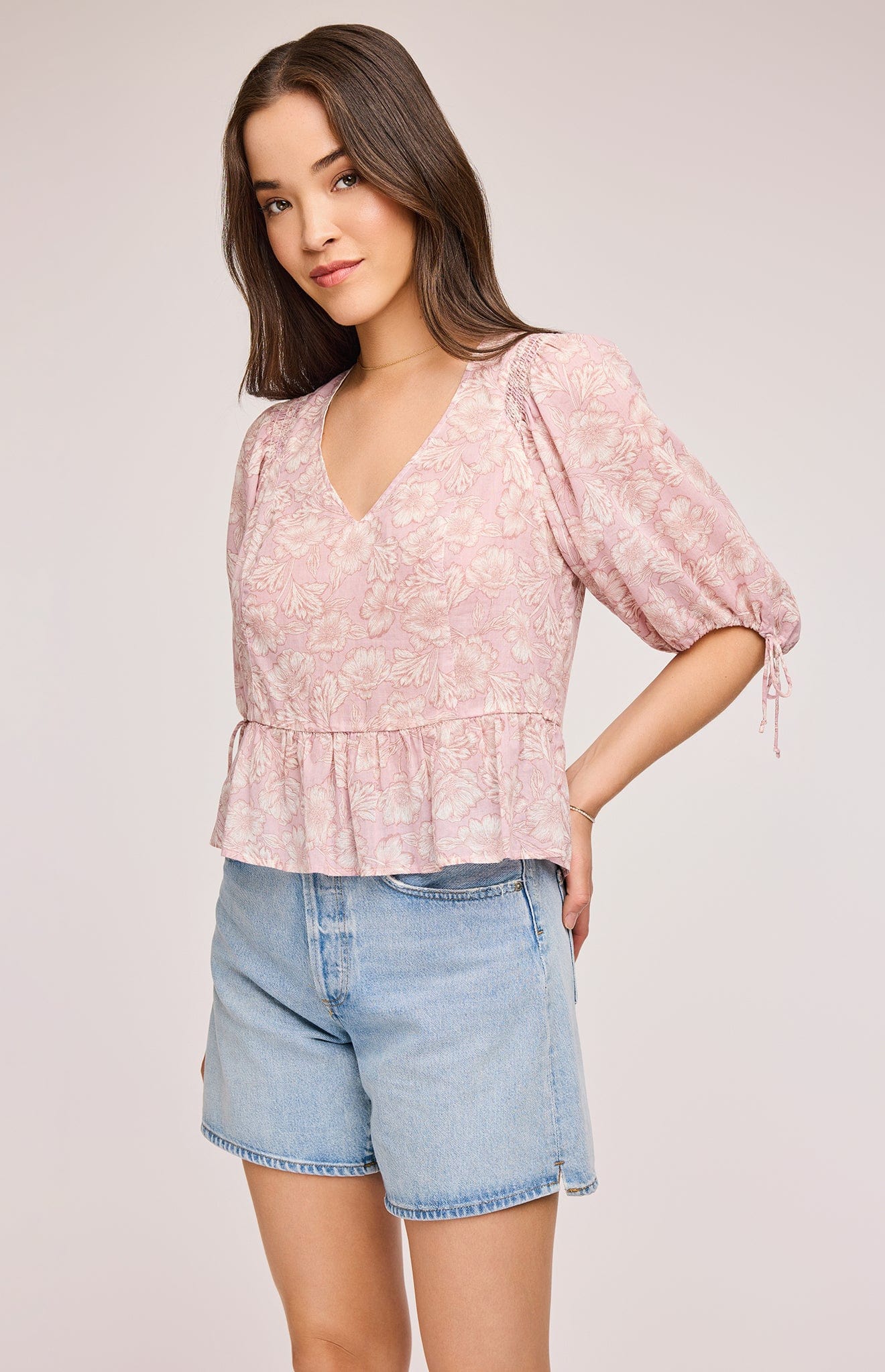 Front angle view of the Serafina top by Gentle Fawn, available at Lemonberry, just south of Bradford and Newmarket.
