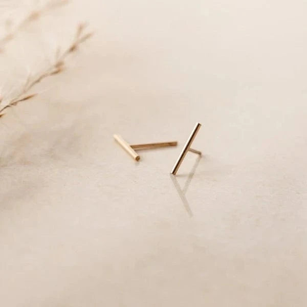 Shiny Soul Creations Jewelry Gold Bar Stud Earrings by Shiny Soul Creations available at Lemonberry Boutique Aurora