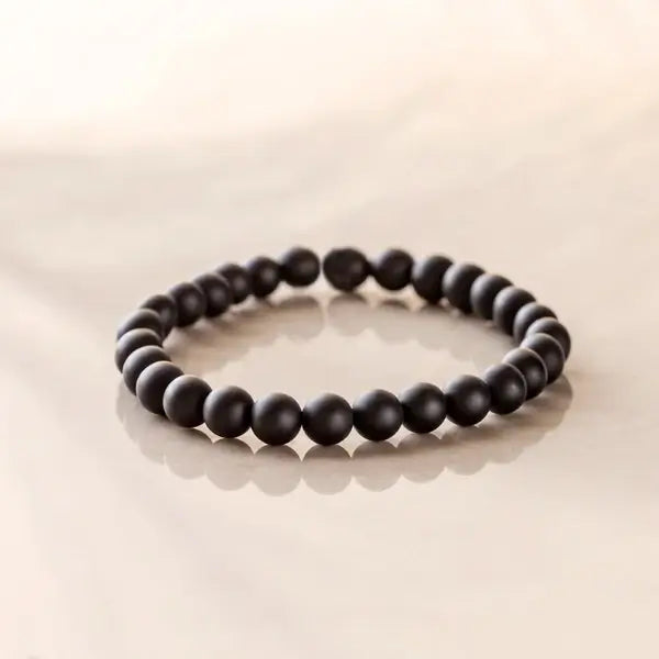 Matte black onyx bracelet by Shiny Soul Creations on white surface — available at Lemonberry near Richmond Hill