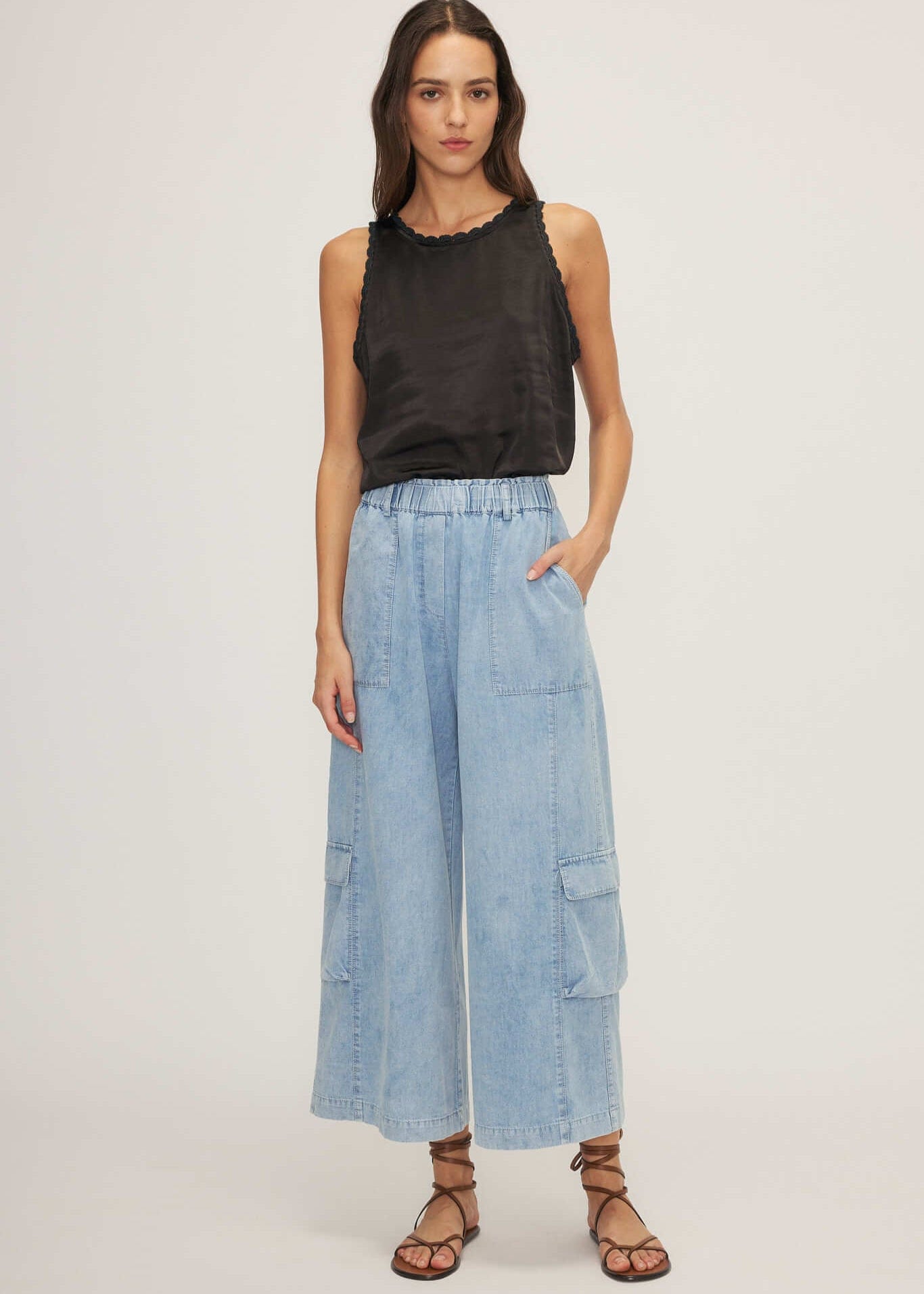 Melissa Nepton Silvestre Wideleg pant in medium blue at Lemonberry in Aurora.