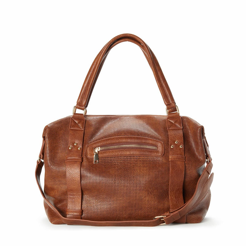 Skyla Alexis Weekender cognac front view Lemonberry Aurora