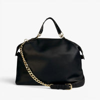 Skyla LONDON black satchel bag side view Lemonberry Aurora