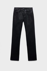 The Slim coated black jeans flat front