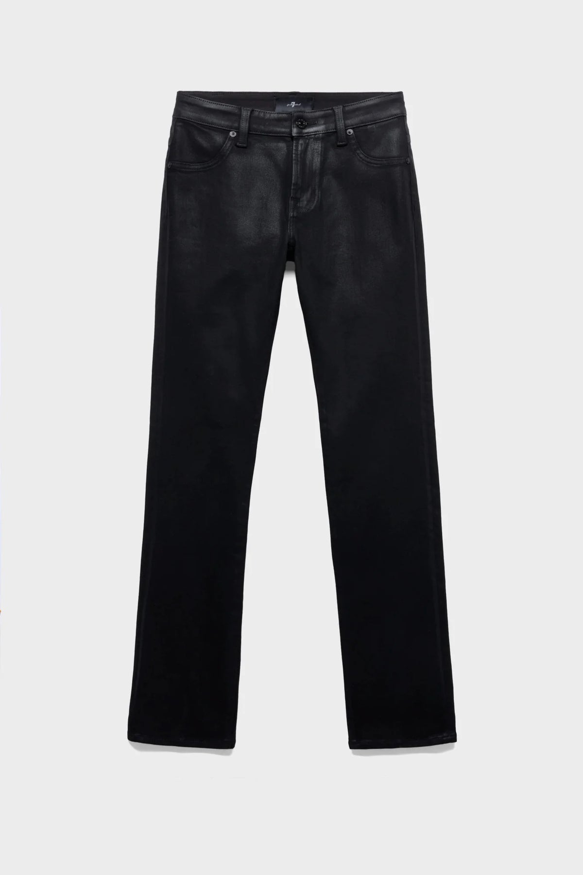 The Slim coated black jeans flat front
