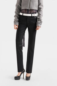 The Slim coated black jeans waist to hem