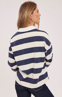 Navy and white striped collared top by Gentle Fawn, back view — Lemonberry Aurora