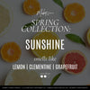 Sunshine Candle by Market Candle Company advertisement card displaying the candle's name and cents.