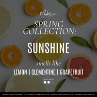 Sunshine Candle by Market Candle Company advertisement card displaying the candle's name and cents.
