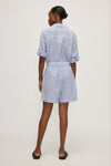 Back view of striped linen Sury Romper by Melissa Nepton, Lemonberry boutique in Aurora ON