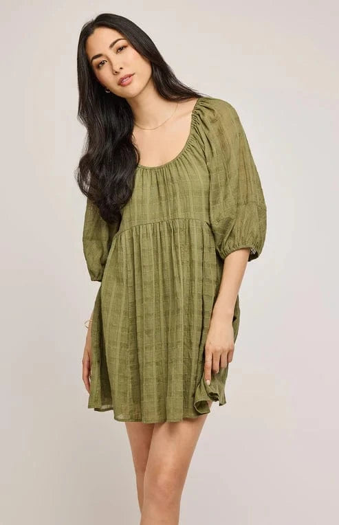 Another front view of the Gentle Fawn Tallulah Dress from Lemonberry in Aurora, featuring a scoop neckline and relaxed fit.