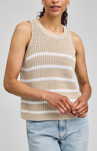 Textured knit tank detail with crew neckline, Gentle Fawn — Lemonberry Aurora