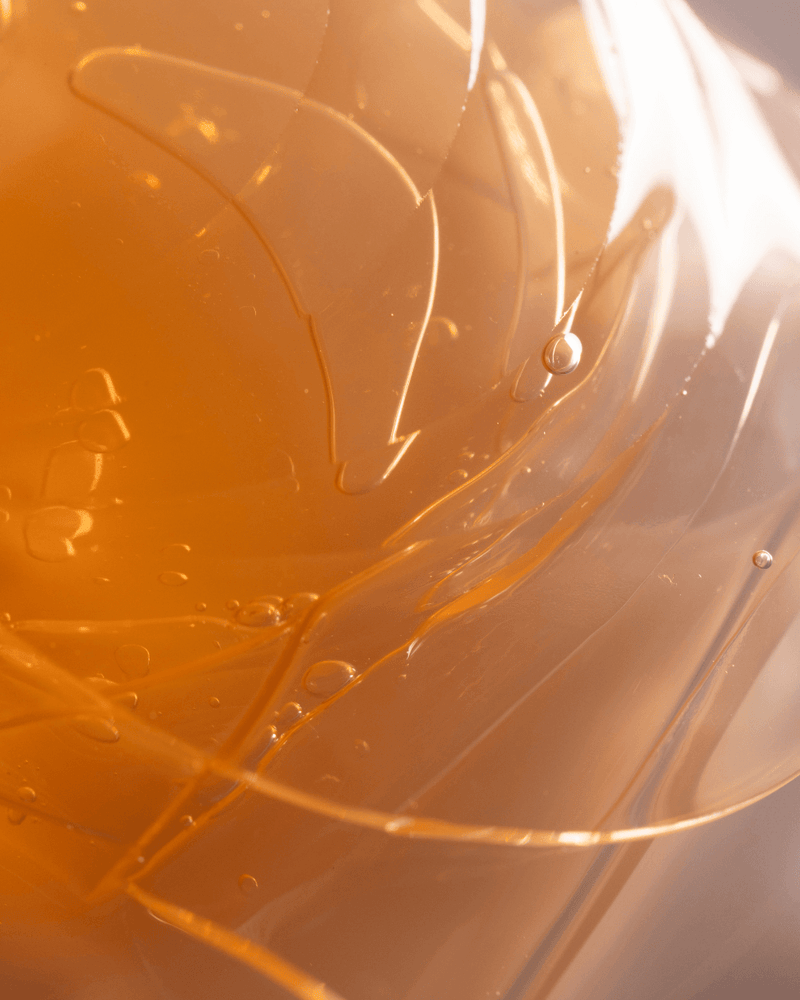 Close-up texture detail of biodegradable hydrogel mask by Three Ships