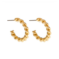 gold twisted hoop earrings displayed on white background — Foxy Originals, Lemonberry Aurora detail