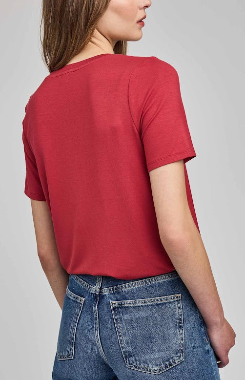 Garnet V-neck tee by Gentle Fawn, back view — Lemonberry Aurora