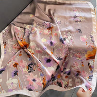 Wildflowers lilac square scarf flat-lay view Lemonberry Aurora