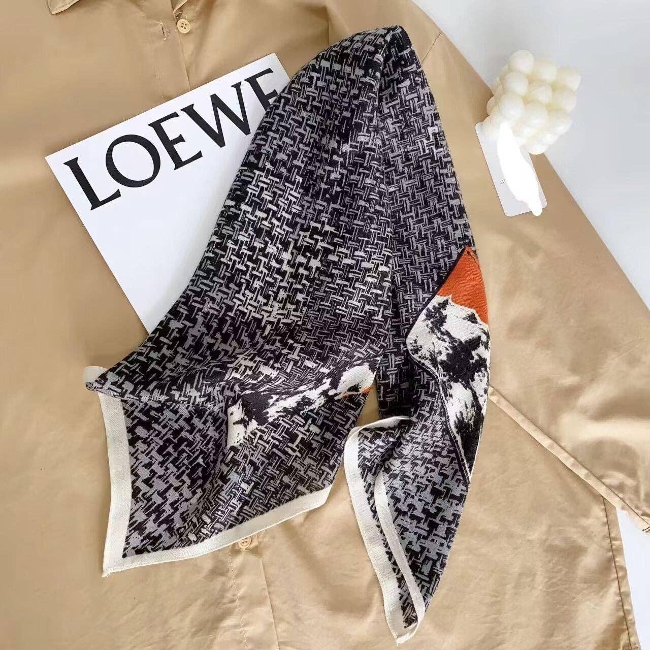 woven print square scarf full view lightweight 70x70 womens scarf