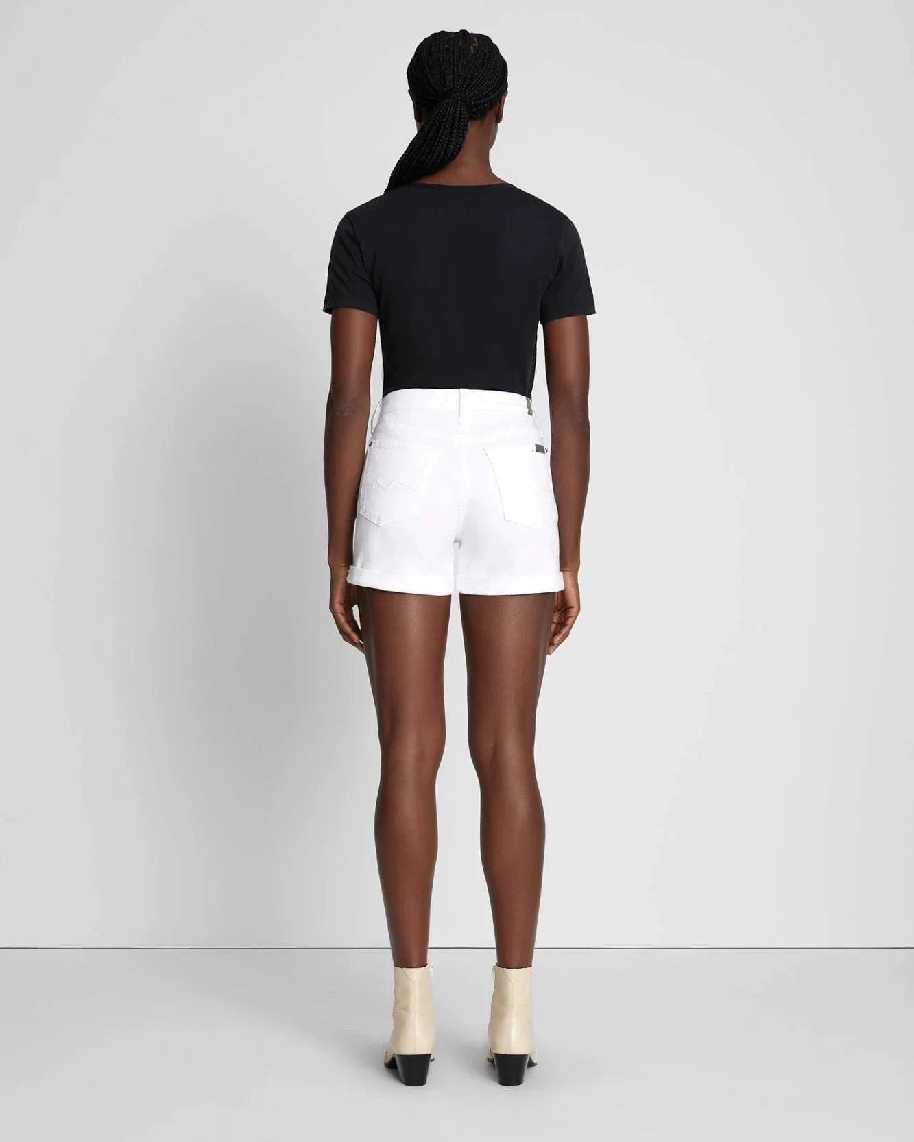 7 For All Mankind Bottoms Mid Roll Short by 7 For All Mankind available at Lemonberry Boutique Aurora