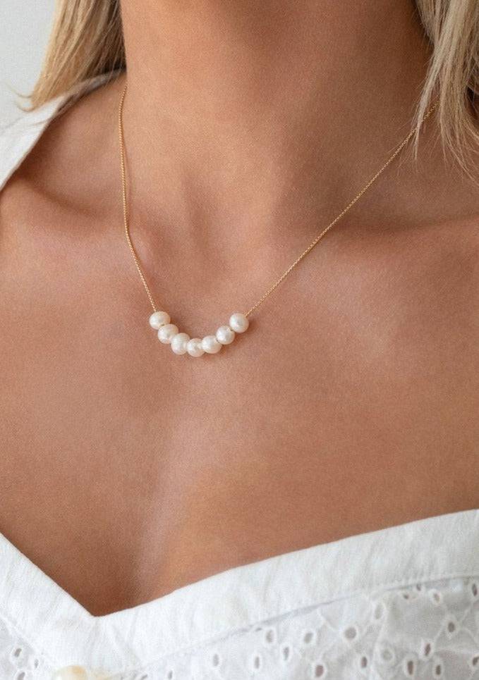 Leah Alexandra Jewelry Mini Mer Necklace - Pearl available at Lemonberry Boutique Aurora