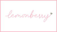 Lemonberry store name in pink on a white background, located in Aurora, ON.
